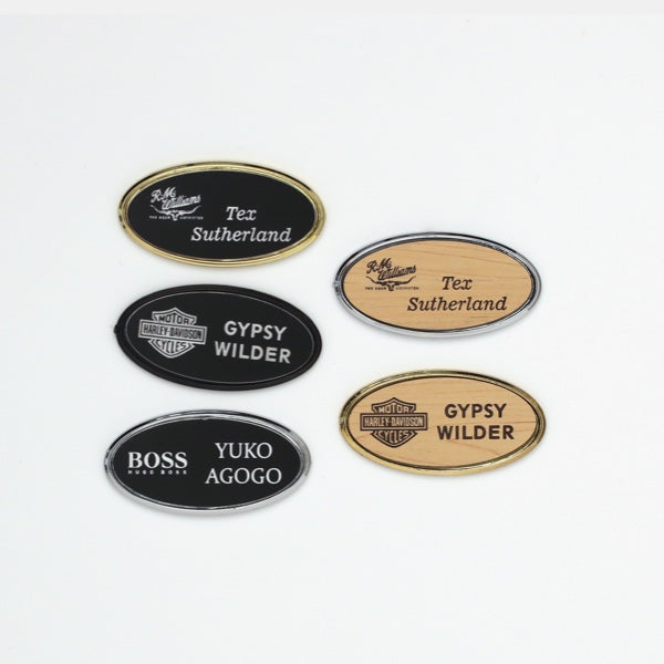 Gold Name Badge Holders - Oval - Pack of 20